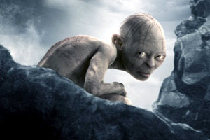 Un'immagine pubblicitaria di Gollum (Andy Serkis)