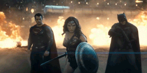 Henry Cavill, Gal Gadot e Ben Affleck in una scena di Batman v Superman: Dawn of Justice