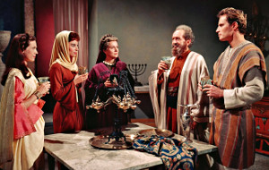 Cathy O'Donnell, Haya Harareet, Martha Scott, Sam Jaffe e Charlton Heston in Ben-Hur