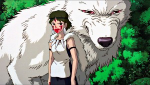 San, la Principessa Spettro, con sua madre Moro alle spalle. Il doppiaggio e successivo ri-doppiaggio italiani di "Princess Mononoke" hanno sollevato molta polvere nell'ambiente nostrano, ma è il doppiaggio originale giapponese di questo film ad avere molto influenzato Gualtiero.