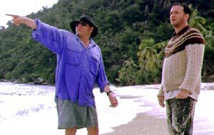 Il regista Robert Zemeckis e Tom Hanks sul set di Cast Away