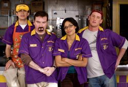 Trevor Fehrman, Brian O'Halloran, Rosario Dawson e Jeff Anderson in Clerks II