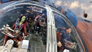 Zoe Saldana, Dave Bautista e Chris Pratt in Guardiani della Galassia