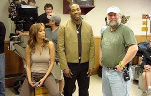 Tyra Banks, Busta Rhymes e il regista Rick Rosenthal sul set di Haloween - La resurrezione