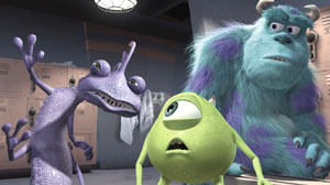 Randall, Mike e Sulley in una scena di Monsters & Co.