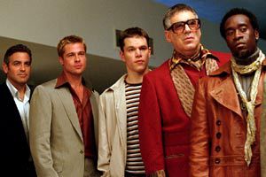 George Clooney, Brad Pitt, Matt Damon, Elliott Gould e Don Cheadle in Ocean's Eleven