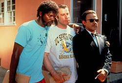 Samuel L. Jackson, John Travolta e Harvey Keitel in Pulp Fiction