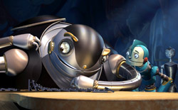 Bigweld e Rodney con Cappy sullo sfondo in una scena di Robots