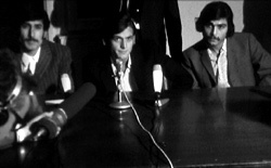I tre membri di "Black September" sopravvissuti al Massacro di Monaco, durante la conferenza stampa al loro arrivo in Siria