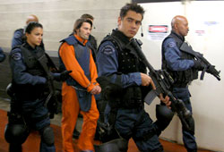 Michelle Rodriguez, Olivier Martinez, Colin Farrell e Samuel L.Jackson in SWAT