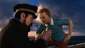 Andy Serkis e Jamie Bell in una scena di Le avventure di Tintin - Il segreto dell'Unicorno