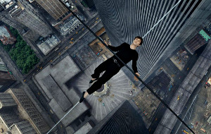 Joseph Gordon-Levitt in una scena di The Walk