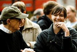 Woody Allen e Emily Mortimer sul set di Match Point